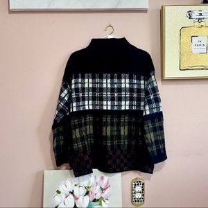 Urban Outfitters Black and Brown Checkered Turtleneck Sweater